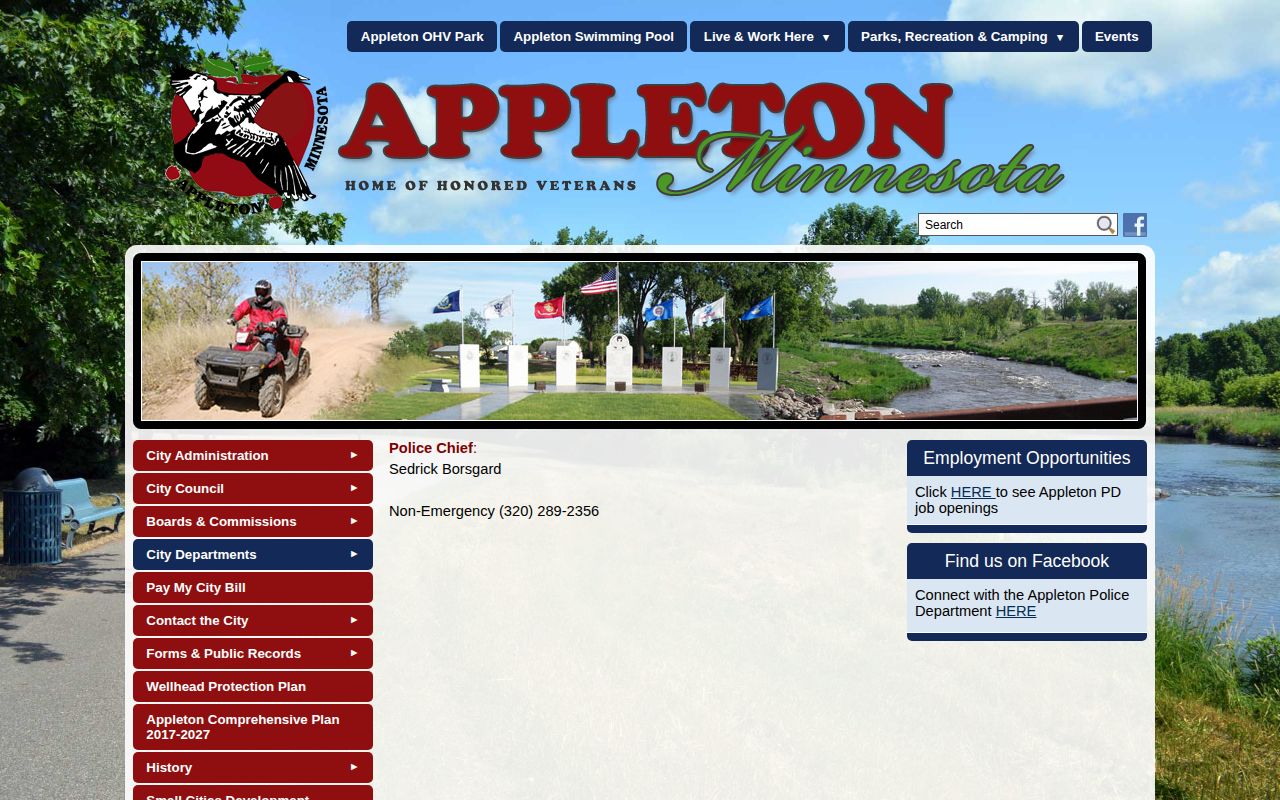 Appleton Police Department page for Swift County booking-record requests