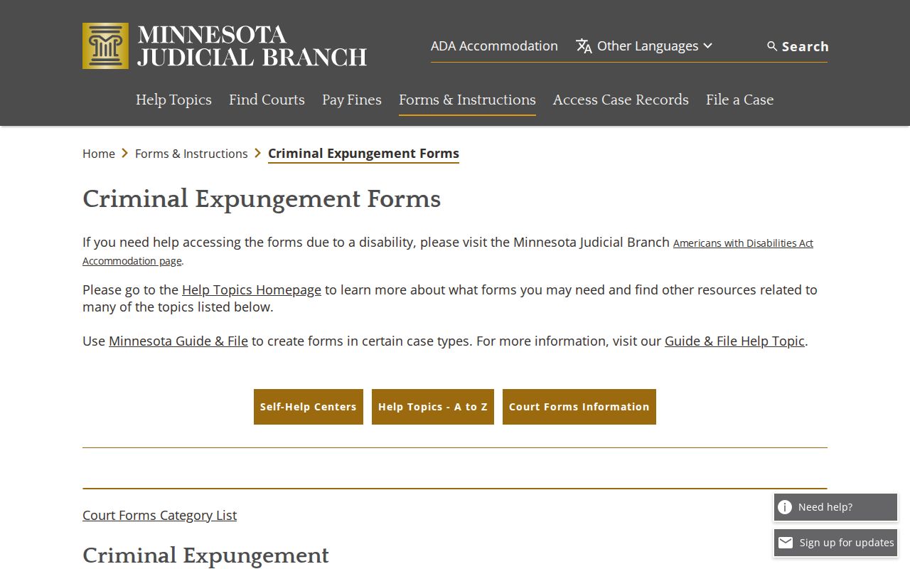 Minnesota criminal expungement forms for Swift County booking records